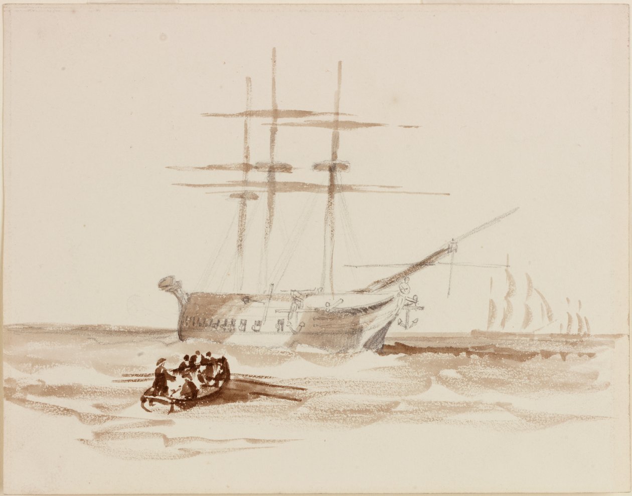 Compositional Study for a Seascape (blyant og akvarel på papir) af John Wilson Carmichael