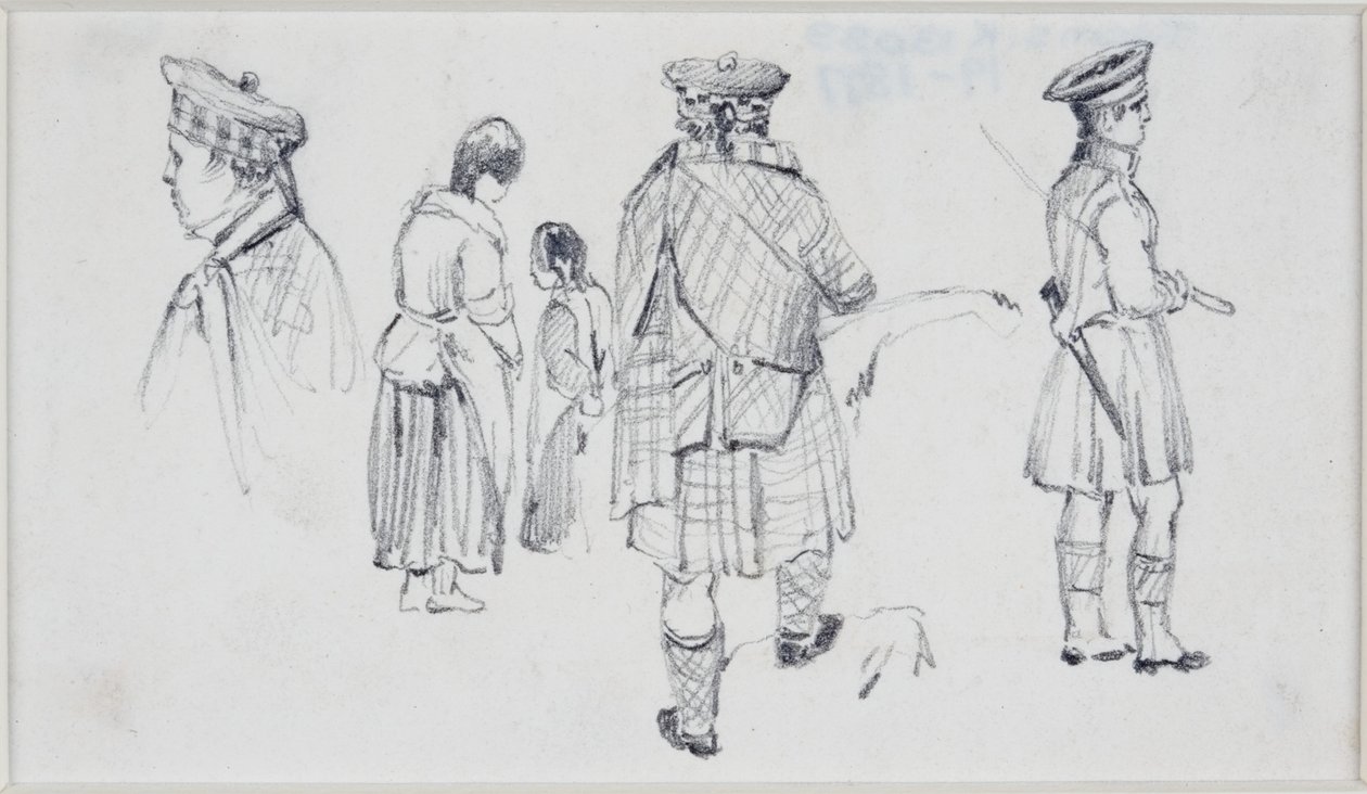Fem figurer i skotsk kjole af John Wilson Carmichael