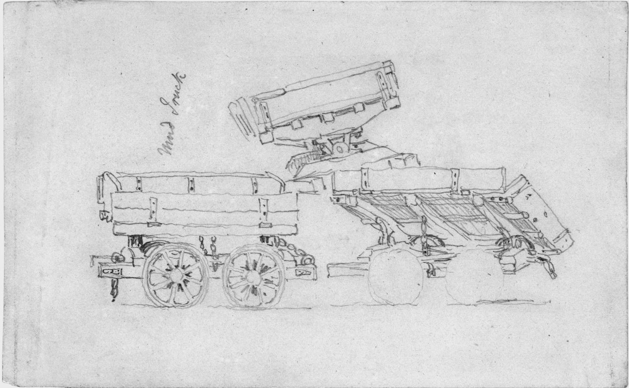 Mud Trucks (blyant på papir (grå)) af John Wilson Carmichael