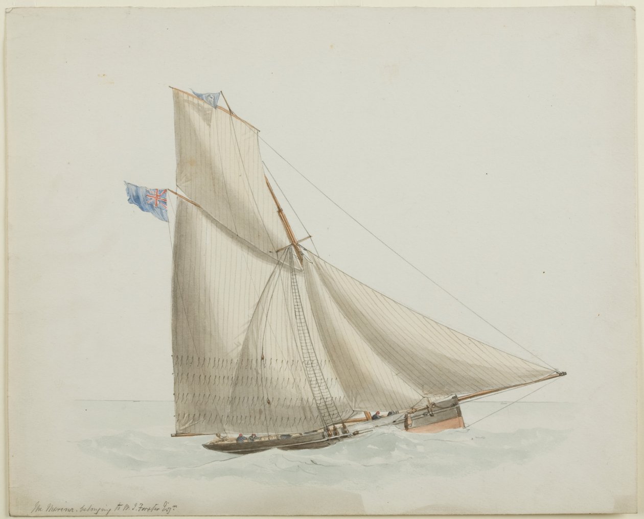 Ship Portrait - The Marina (blyant og akvarel på papir) af John Wilson Carmichael