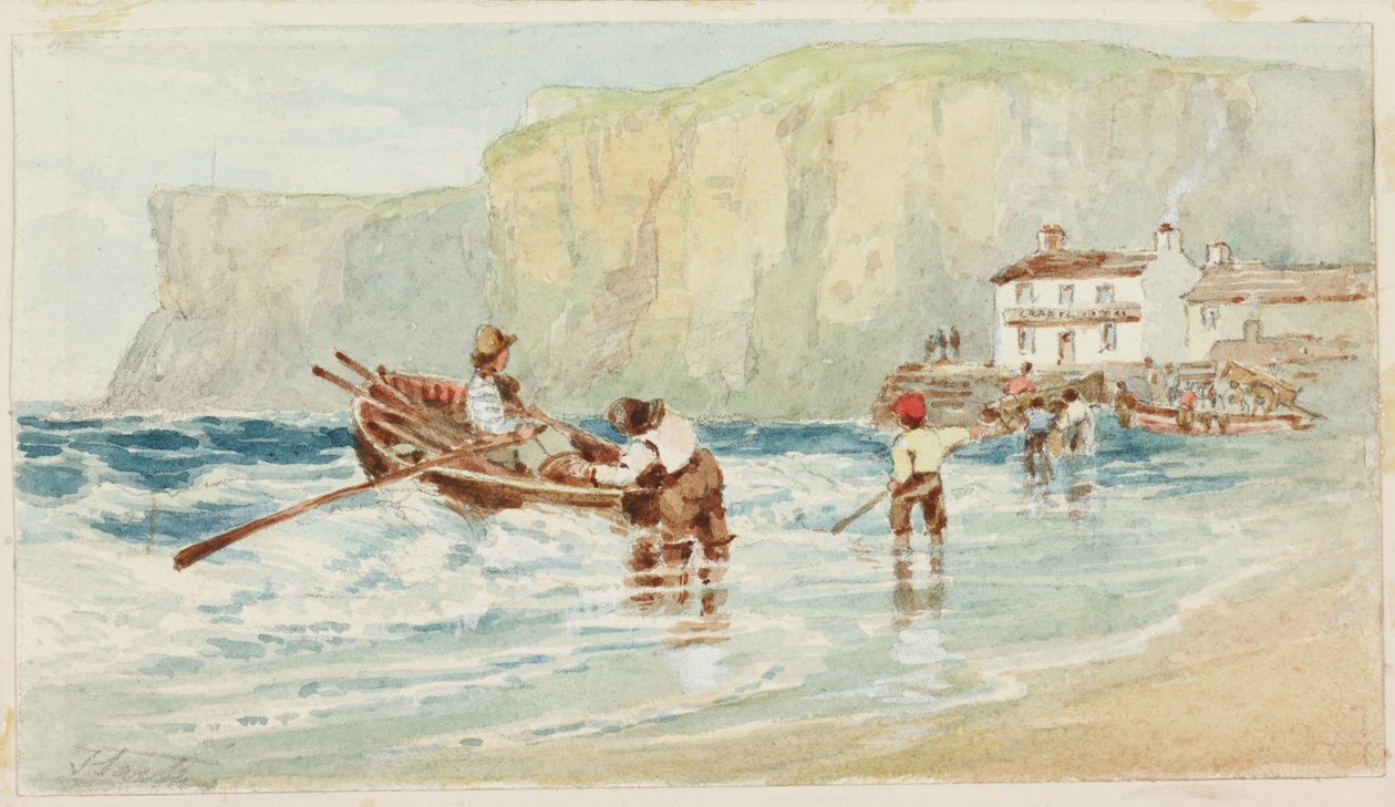 Staithes (kropsfarve) af John Wilson Carmichael