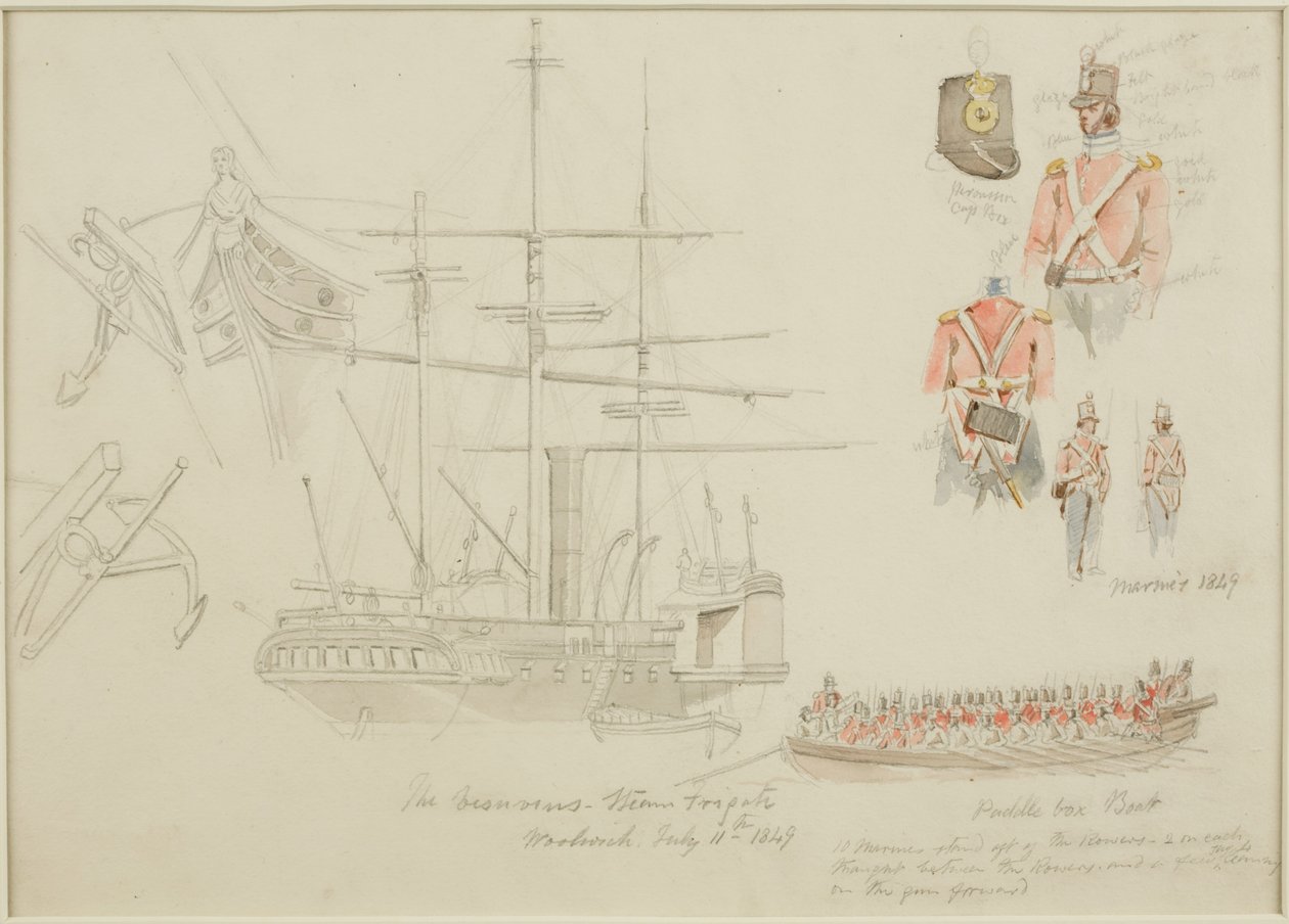 Studerer på Woolwich (blyant og akvarel på papir) af John Wilson Carmichael