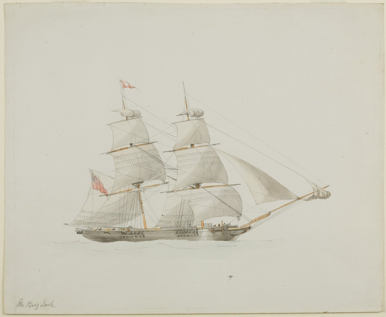 The Brig Jack (blyant og akvarel på papir) af John Wilson Carmichael