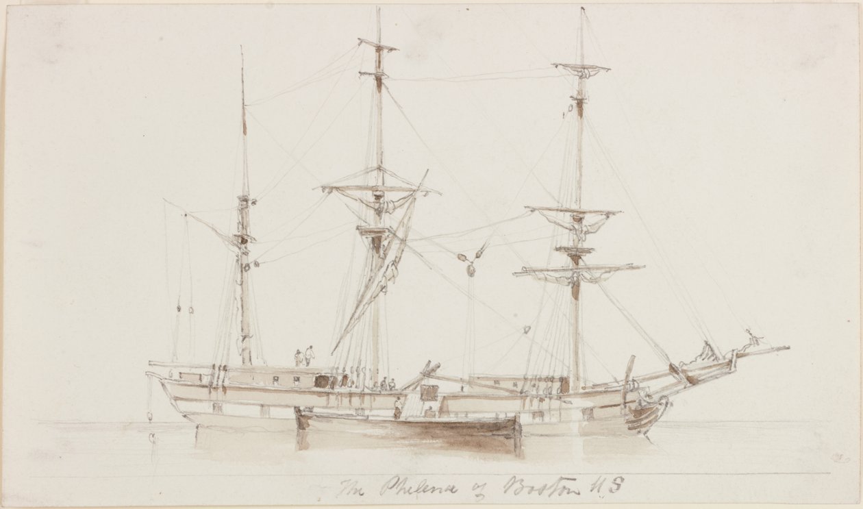 The Philena of Boston US (blyant og akvarel på papir) af John Wilson Carmichael