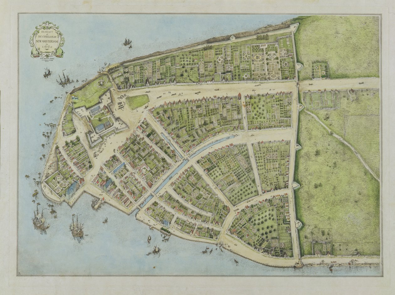 Ny udgave af Castello-planen, New Amsterdam i 1660, 1916 af John Wolcott Adams
