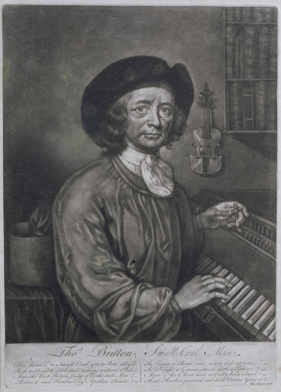 Thomas Britton (1644-1714), småkulsmanden, graveret af Thomas Johnson af John Wollaston