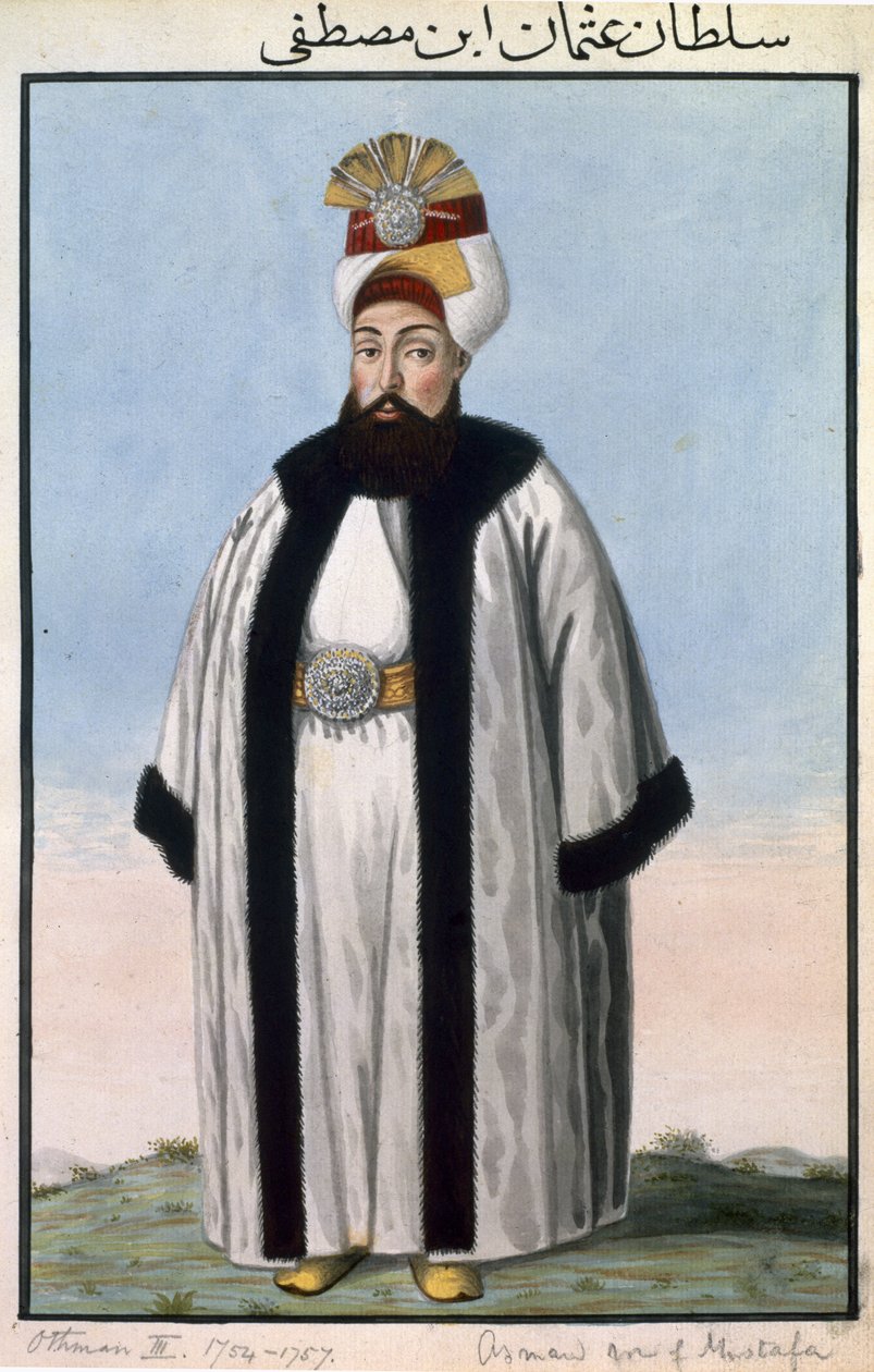 Othman (Osman) III (1699-1757) Sultan 1754-57, fra "A Series of Portraits of the Emperors of Turkey", 1808 af John Young