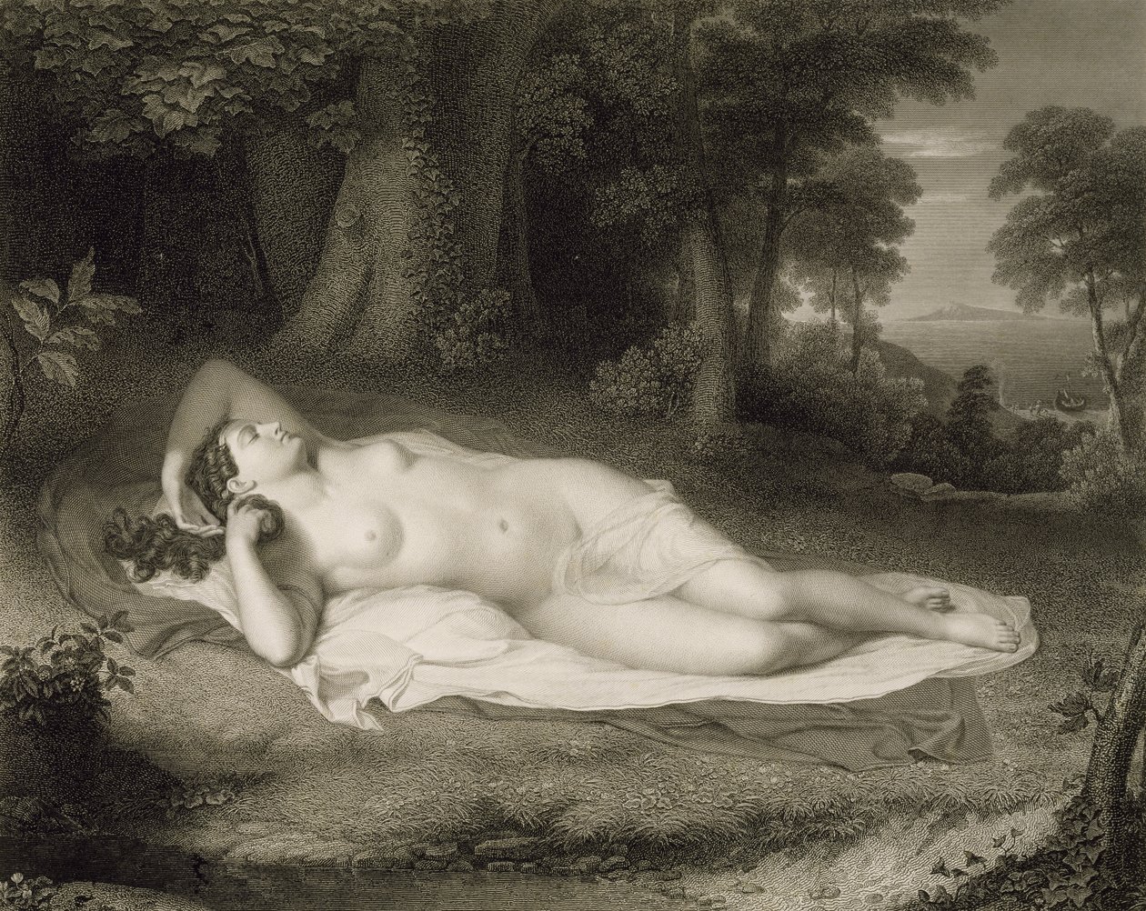 Ariadne, graveret af Asher Brown Durand (1796-1886) af John after Vanderlyn