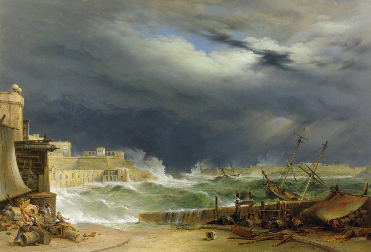 Storm, Malta, 1850 af John or Giovanni Schranz