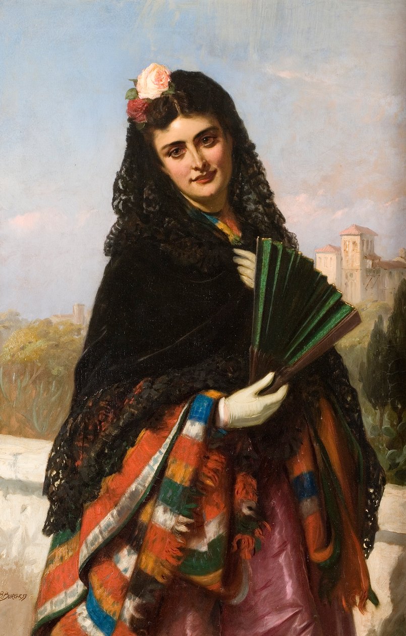 Spansk dame med en vifte af John Bagnold Burgess