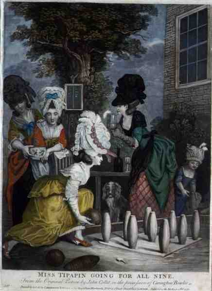 Miss Tipapin Going for All Nine, pub. af Carington Bowles (fl.1744-93) af John (after) Collet