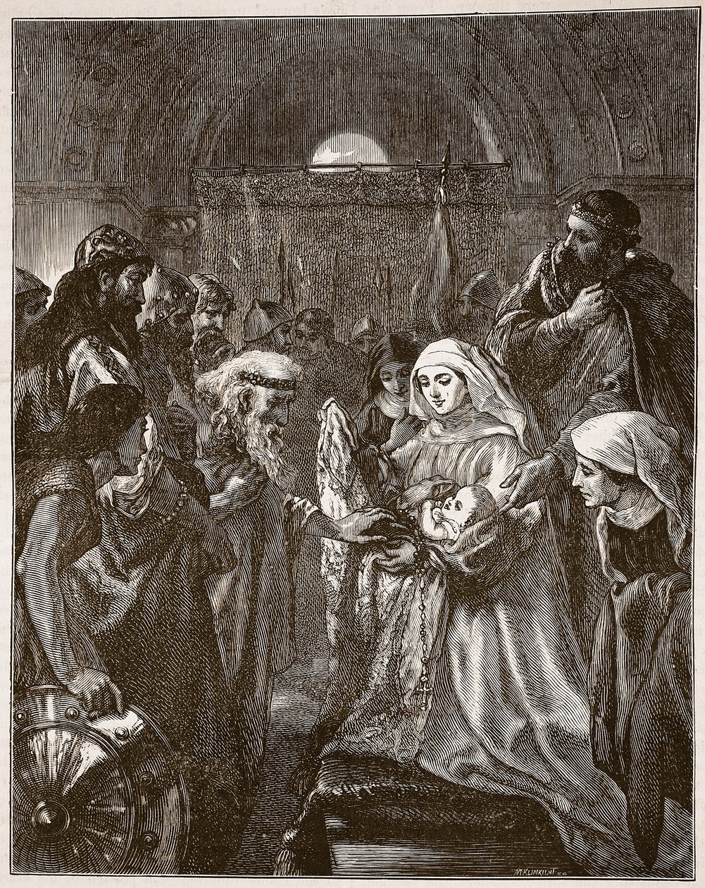 Edward præsenterer sin spæde søn for waliserne, illustration fra 