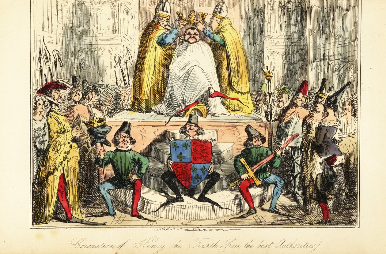 Kroningen af kong Henrik IV af England med en enorm krone af John (after) Leech