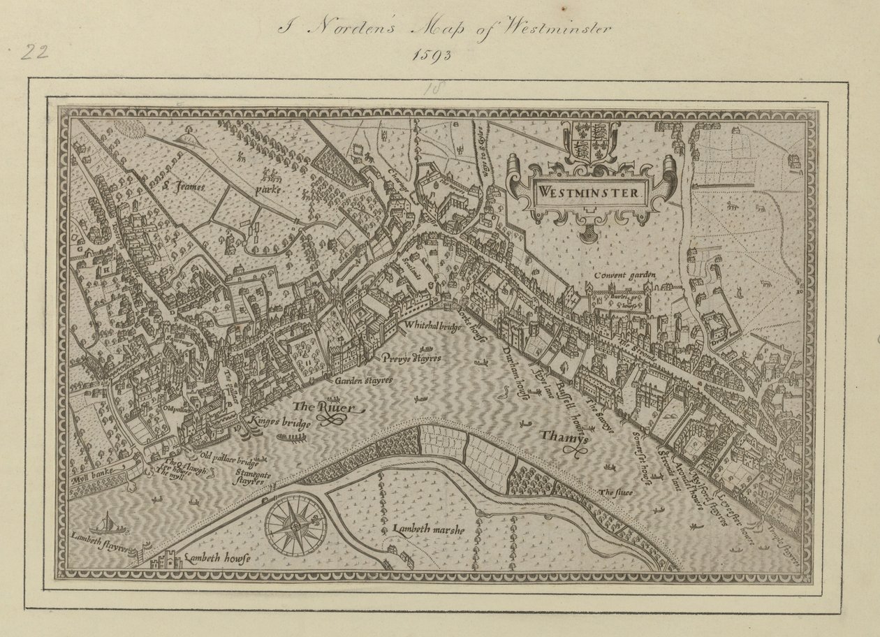 En plan for Westminster af John (after) Norden