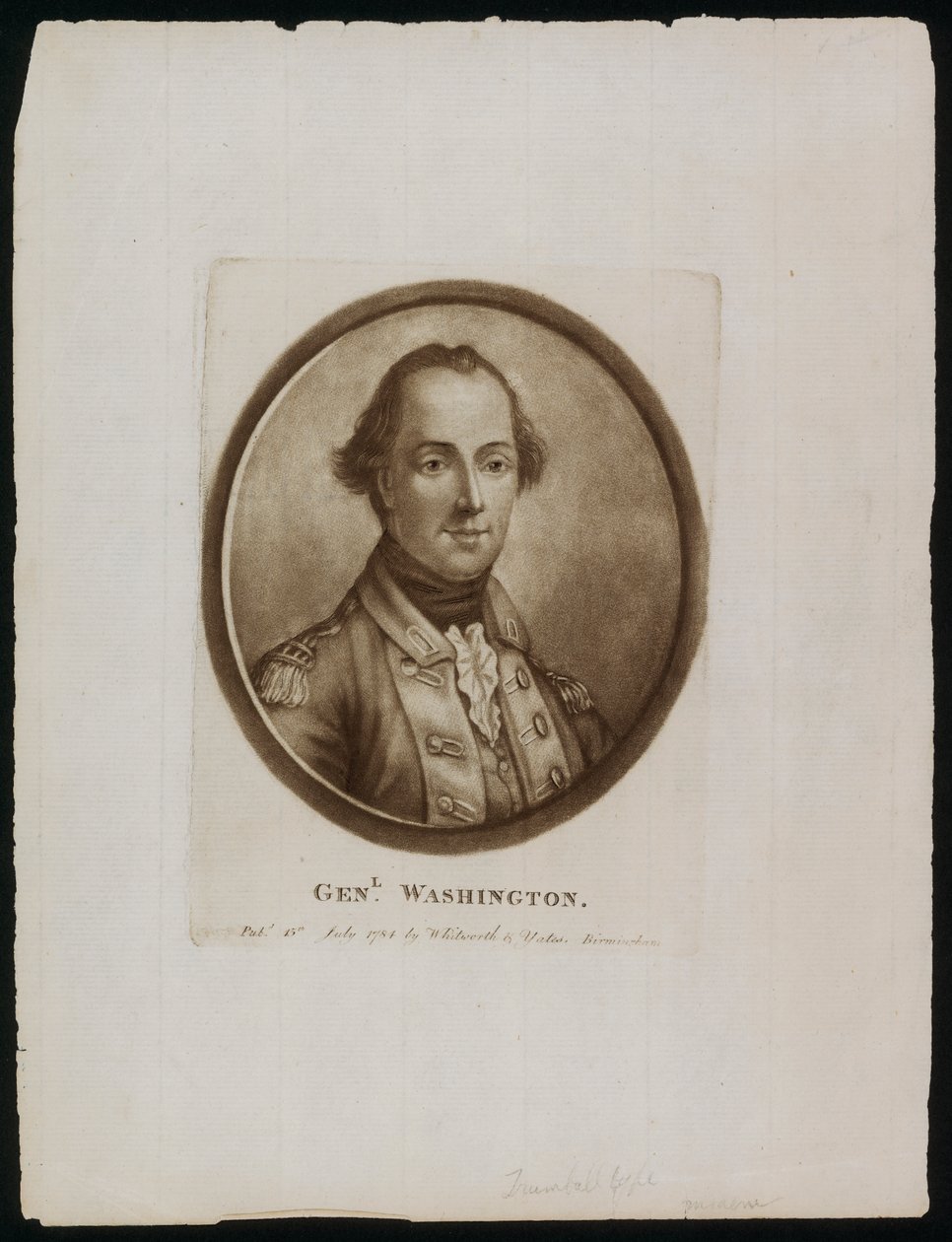Portræt af general [George] Washington (stik) af John (after) Trumbull