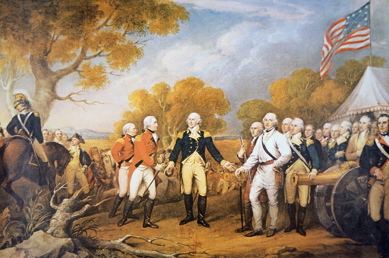 Overgivelse af general Burgoyne i Saratoga, New York af John (after) Trumbull