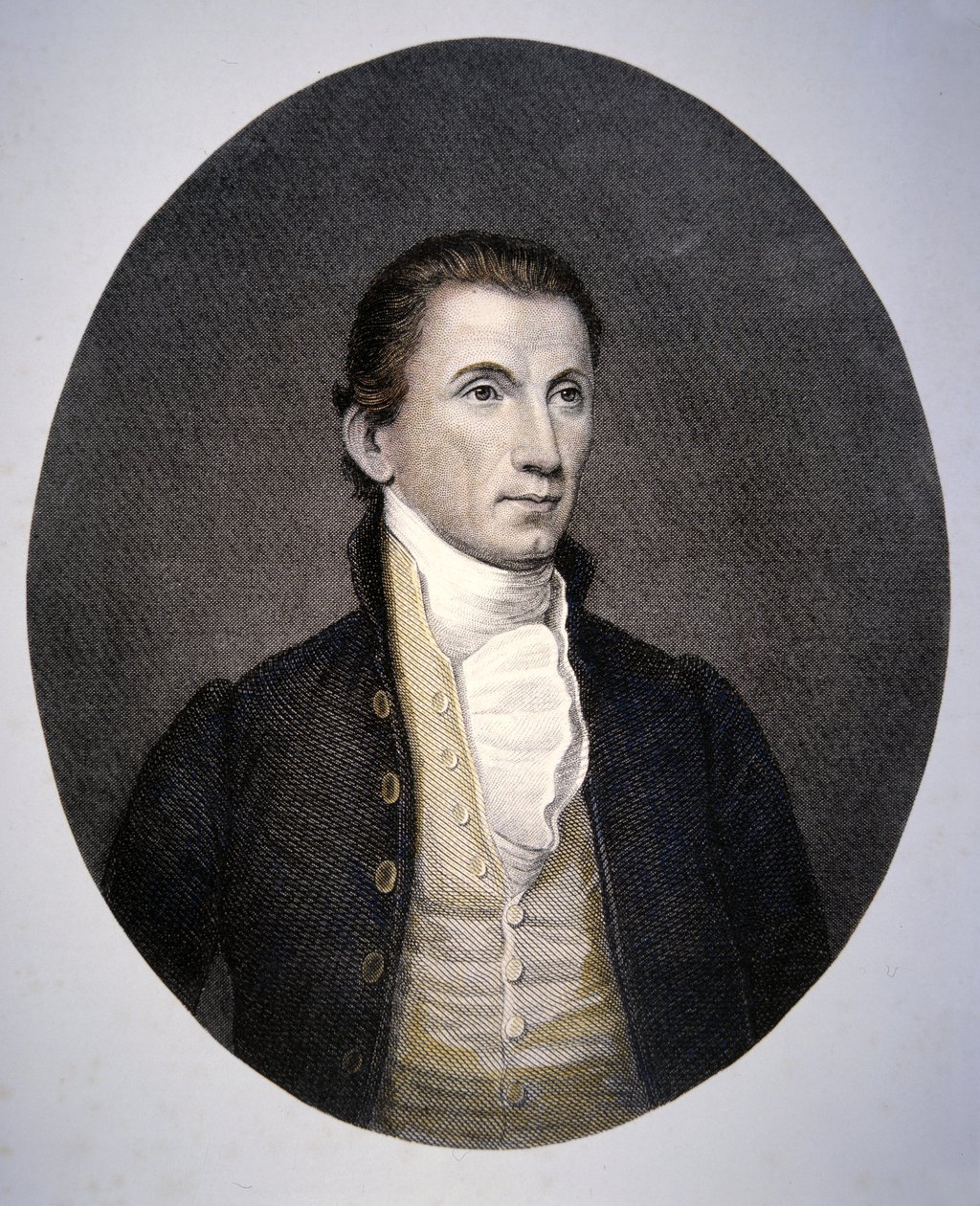 James Monroe (1758-1831) graveret af Asher Brown Durand (1796-1886) (farvet gravering) af John (after) Vanderlyn