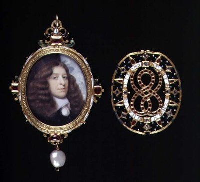 Nr.3863 Miniature af en ukendt mand, i en guld- og juvelbelagt ramme og omslag, ca. 1660 (vellum) af John (attr. to) Hoskins