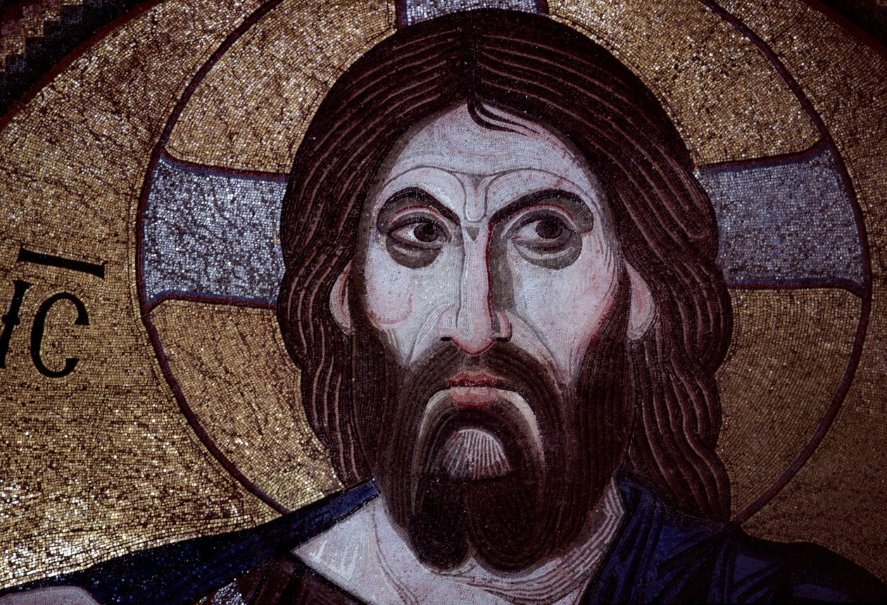 Christ Pantocrator, mosaik i klostret Daphni eller Dafni (UNESCOs verdensarvsliste af Walter Charles Mills