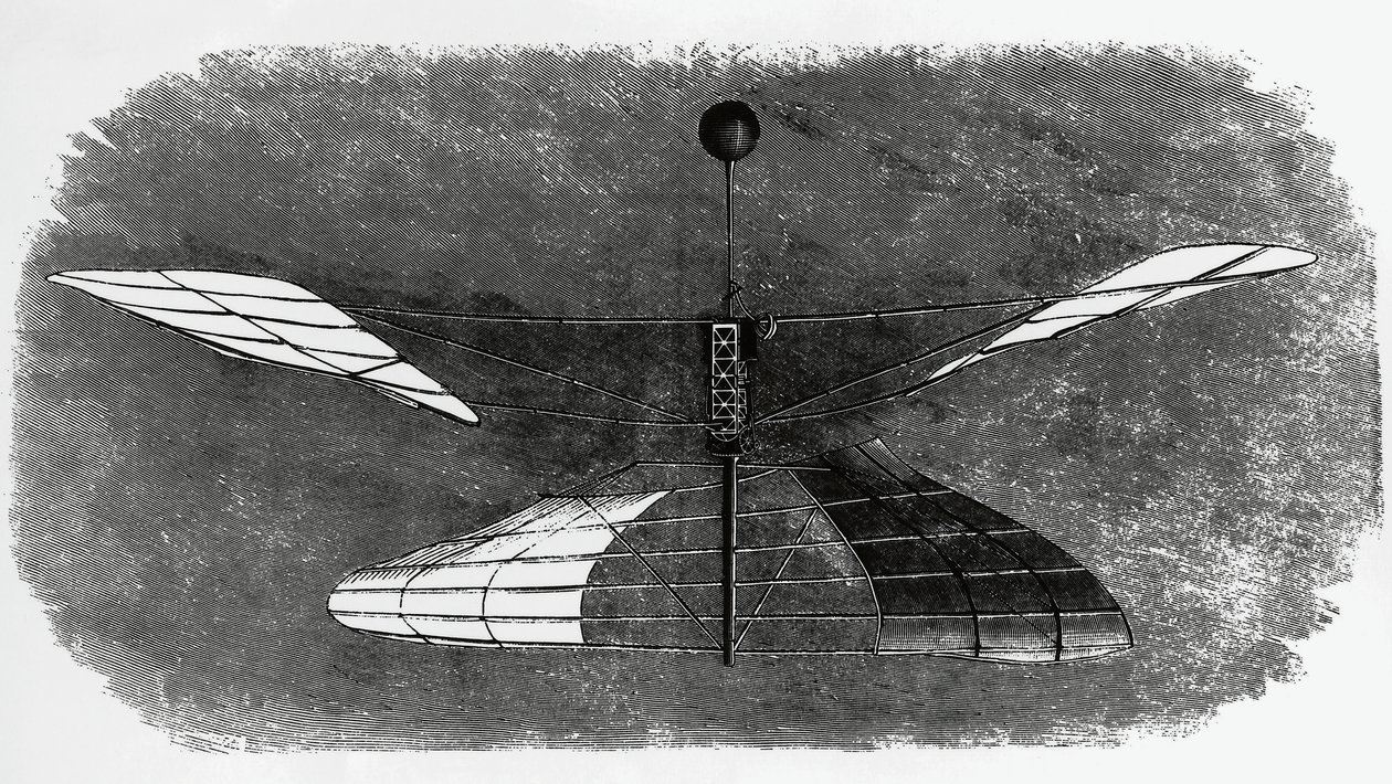 Enrico Forlanini helikopter (1848-1930), blæktegning, Italien af Walter Charles Mills