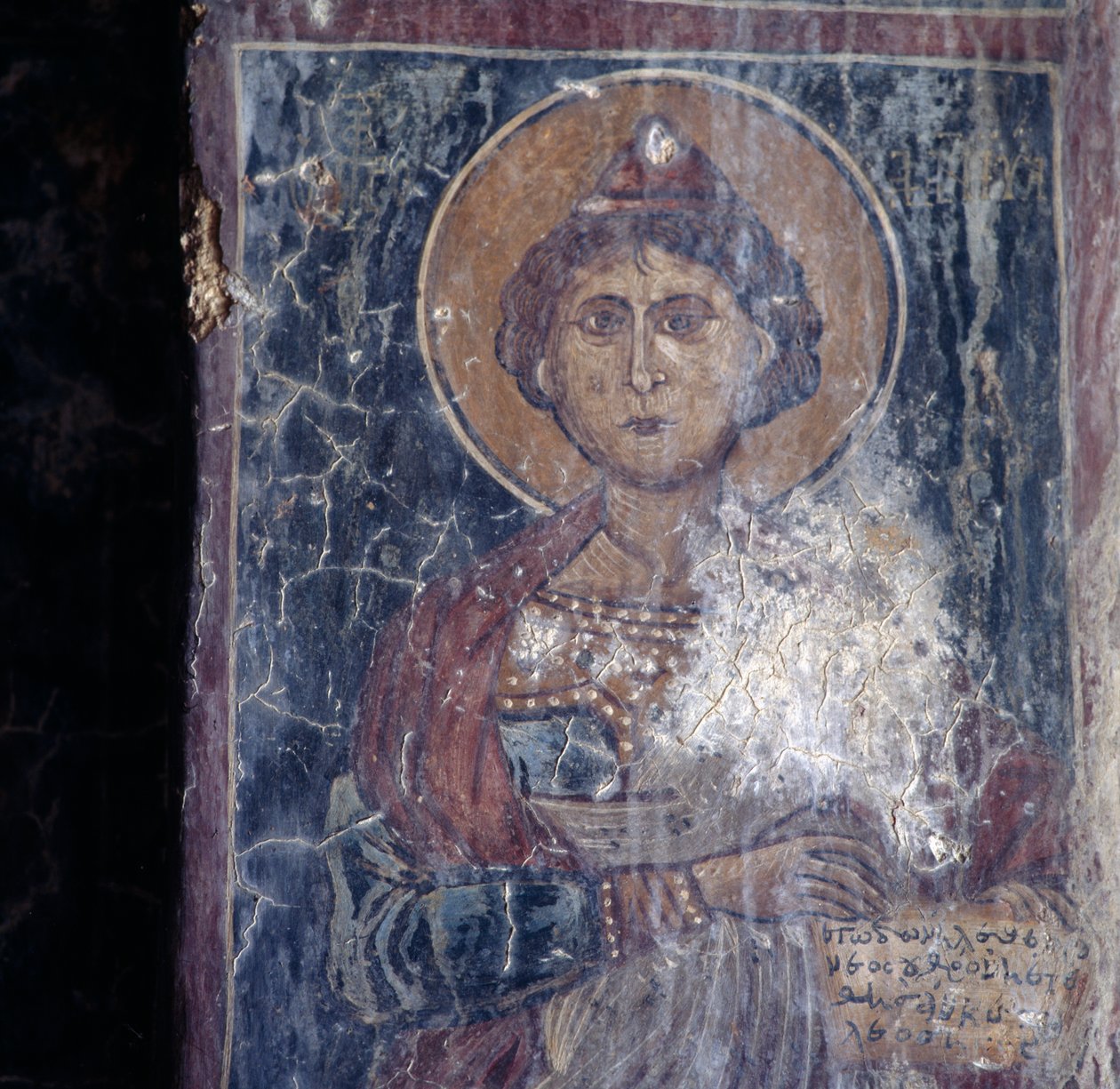 Helgenfigur, fresko i kirken i Kandanos, Kreta, Grækenland (foto) af Walter Charles Mills