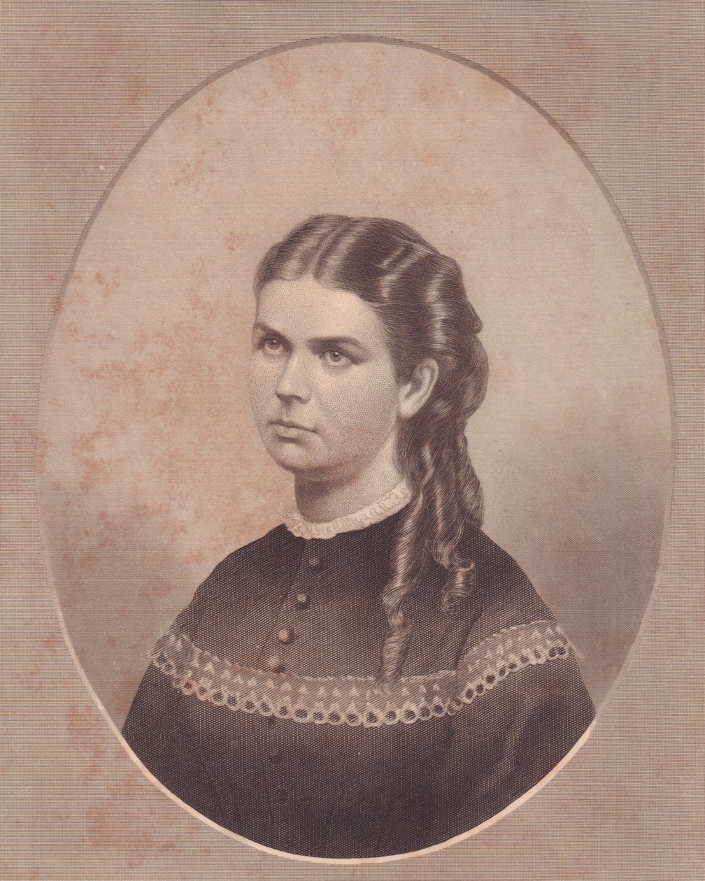 Portræt af Ada Kinsman (1845-1871), kone til pastor Edward Archibald Wanless, gravering af FE Jones, omkring 1870 af Walter Charles Mills