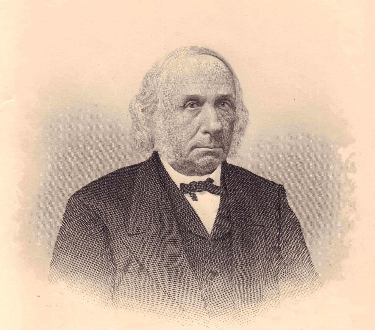 Portræt af den amerikanske industrimand og metodistpræst Thomas T Tasker (1799-1892), gravering af FE Jones fra ladies Repository, USA, omkring 1870 af Walter Charles Mills