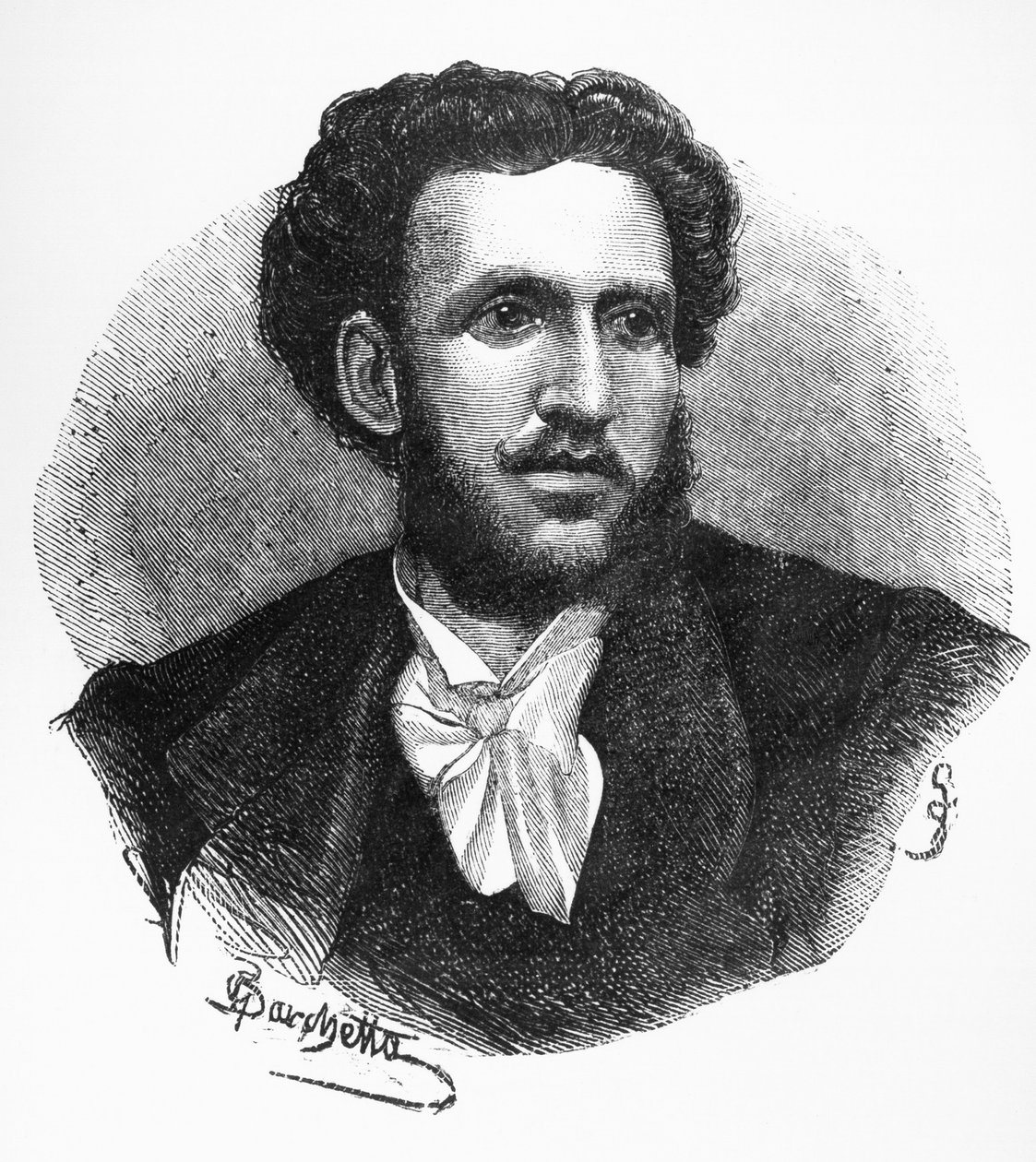 Portræt af Iginio Ugo Tarchetti (1839-1869), italiensk forfatter, digter og journalist, gravering af Walter Charles Mills