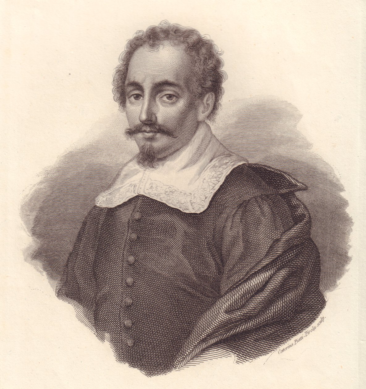 Portræt af den italienske geograf Jacopo Cantelli (1643-1695), kobberstik af Caterina Piotti-Pirola af Walter Charles Mills