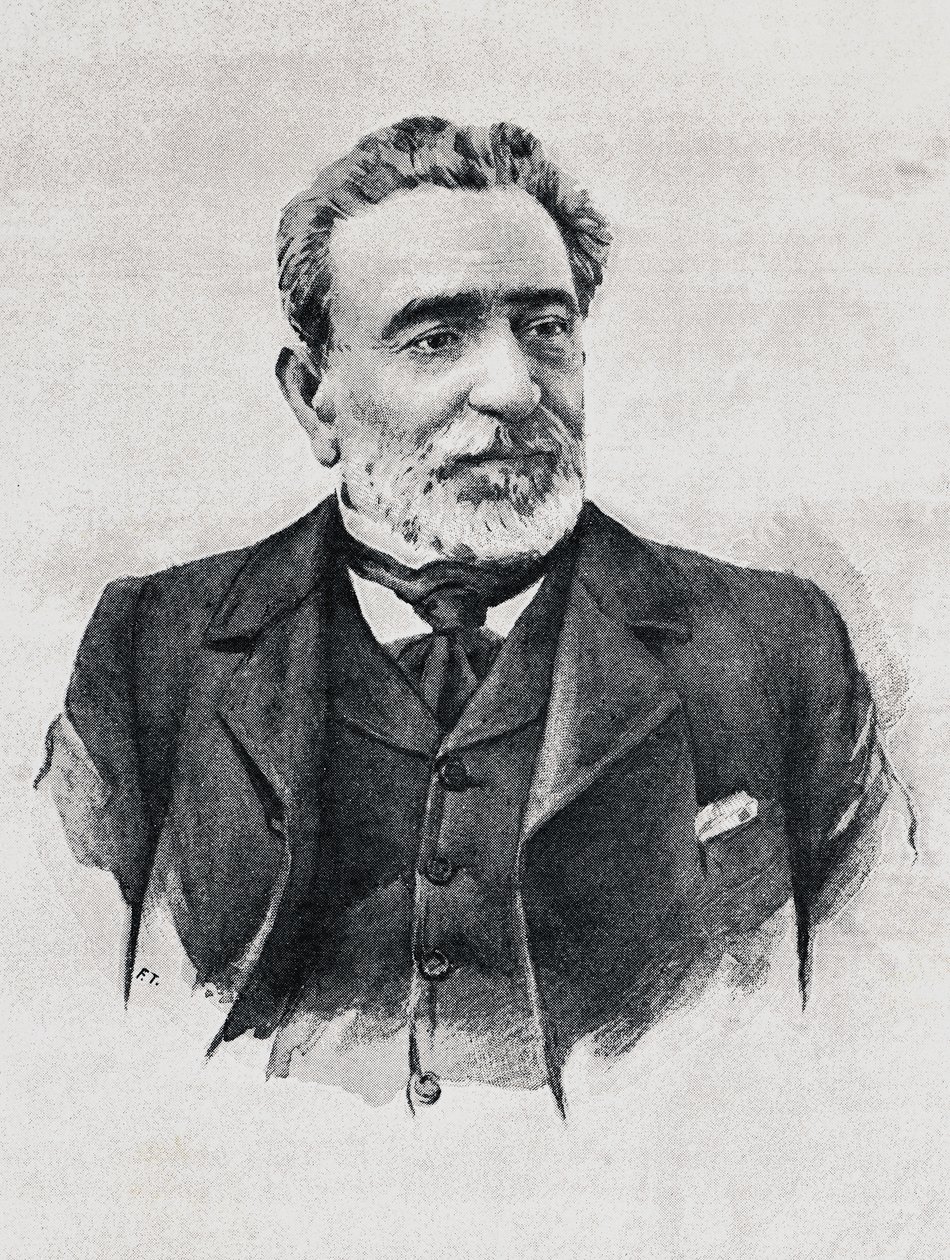 Portræt af Praxedes Mateo Sagasta (1825-1903), spansk premierminister af Walter Charles Mills