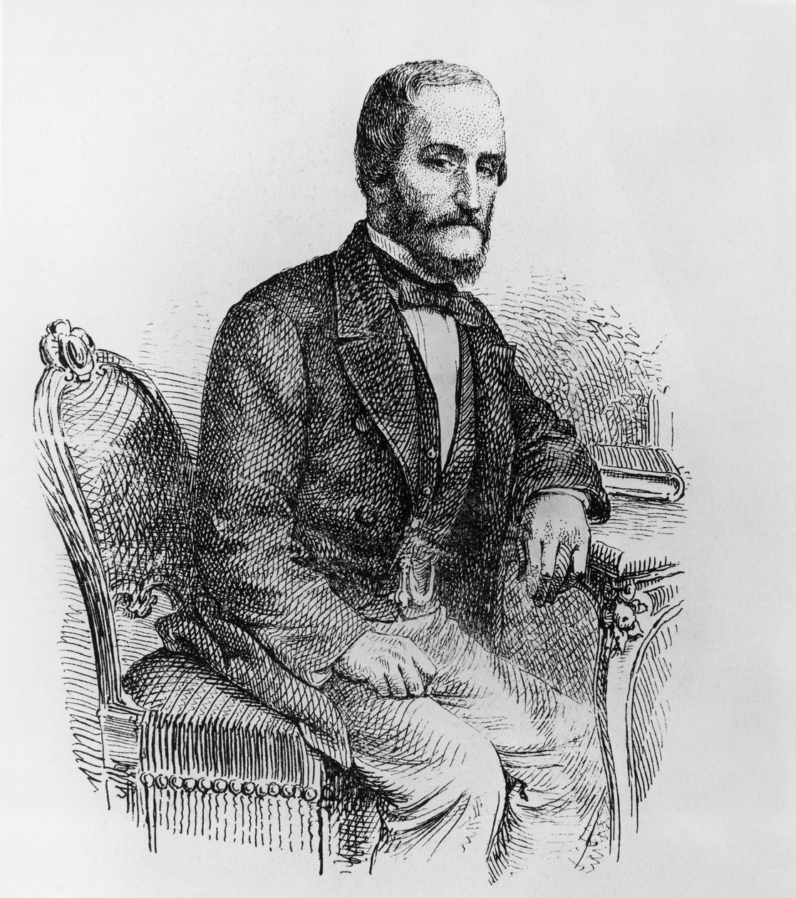 Portræt af Raffaele Busacca dei Gallidoro (1810-1893), italiensk politiker og økonom, gravering af Walter Charles Mills