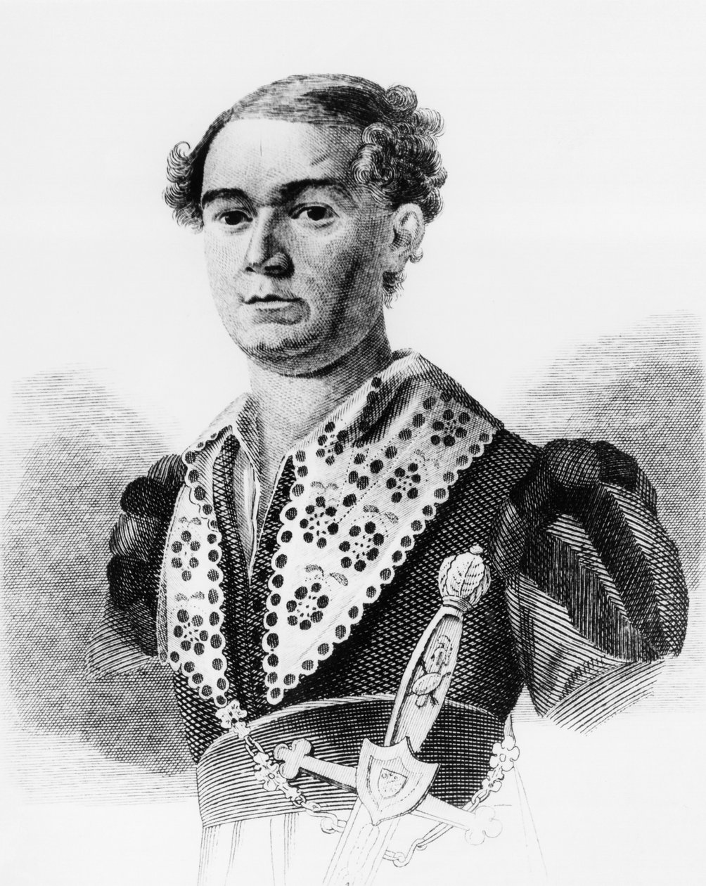 Portræt af Vasily Andreevich Karatygin (1802-1853), russisk skuespiller, gravering fra Russkaya Talia, antologi af Faddey Venediktovich Bulgarin, udgivet i 1825 af Walter Charles Mills