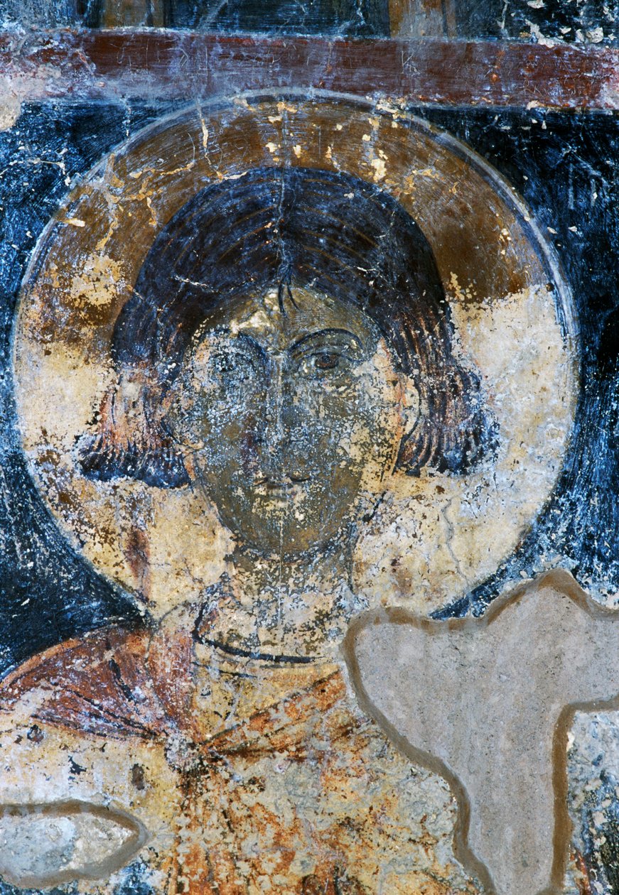 Saint, fresko af Ioannis Pagomenos i St Nicholas Chapel, Maza, Kreta, Grækenland (foto) af Walter Charles Mills