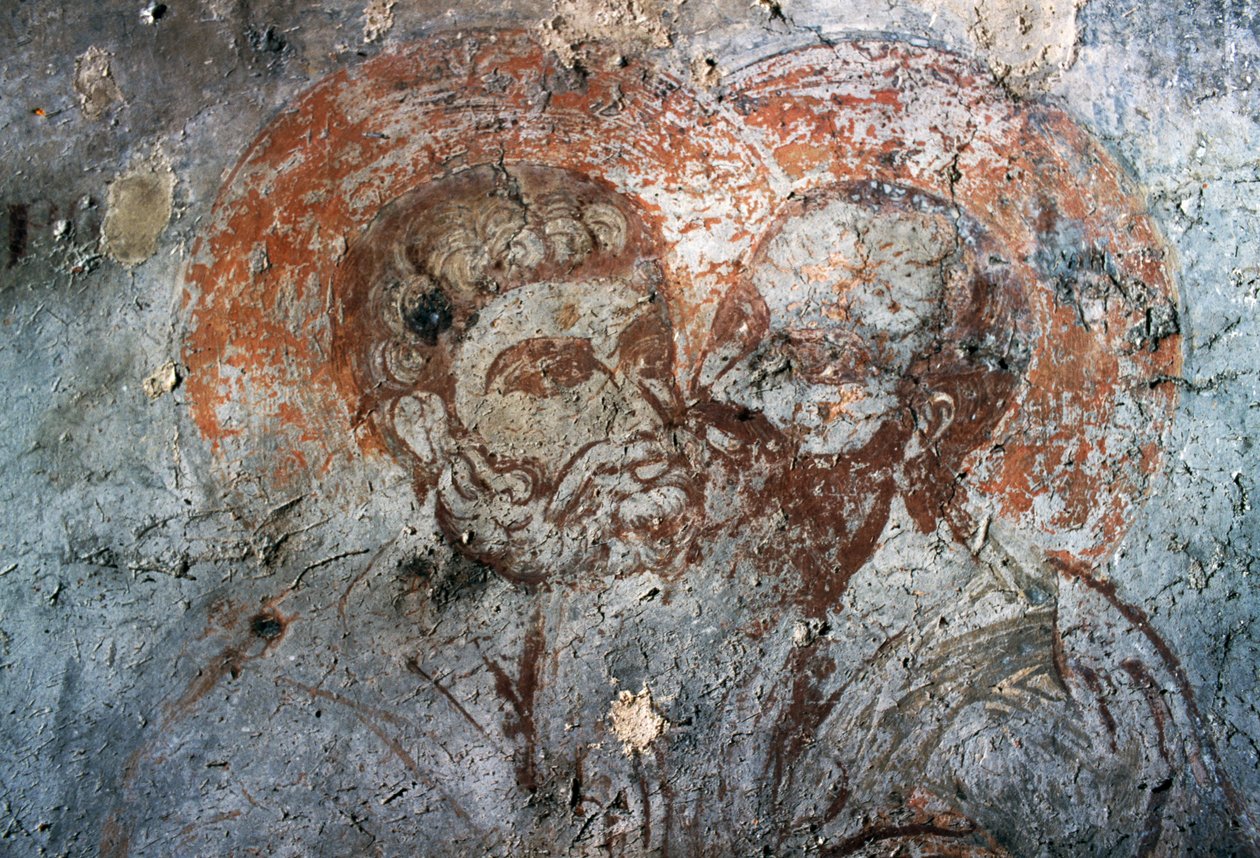 De hellige Peter og Paul, fresko i Agios Antonios-kirken, Avdou, Kreta, Grækenland af Walter Charles Mills