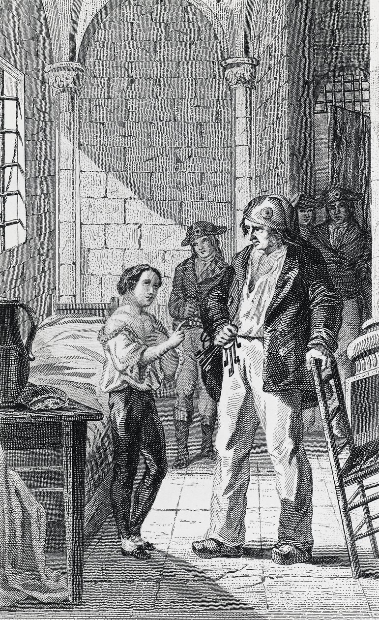 Dauphinen Louis Charles og hans plejer Antoine Simon i Temple-fængslet, gravering af Philippoteaux og Girardet, Franske Revolution, Frankrig af Walter Charles Mills