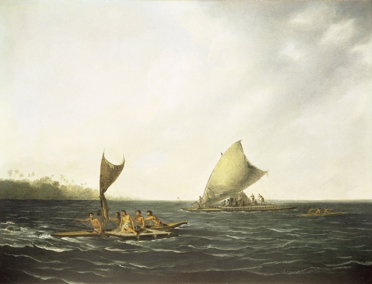 Tonga Canoes (olie på lærred) af John (attr. to) Webber
