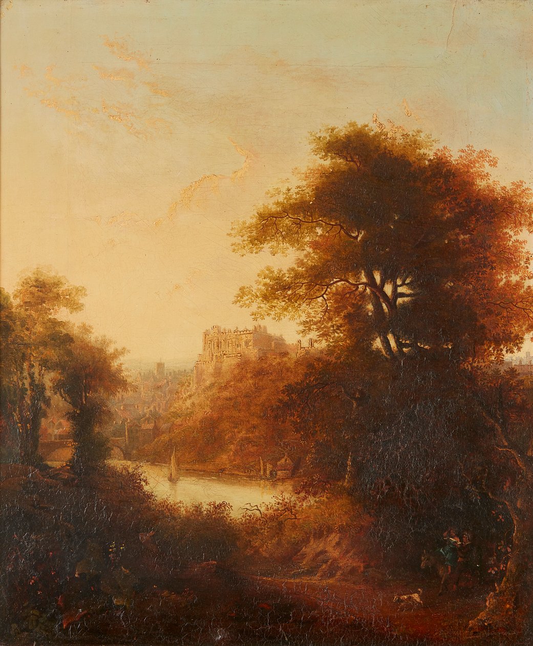 Durham Cathedral From the River (olie på lærred) af John (attr.to) Glover