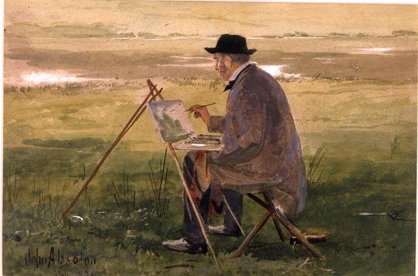 Portræt af kunstneren (akvarel på papir) af John Absolon
