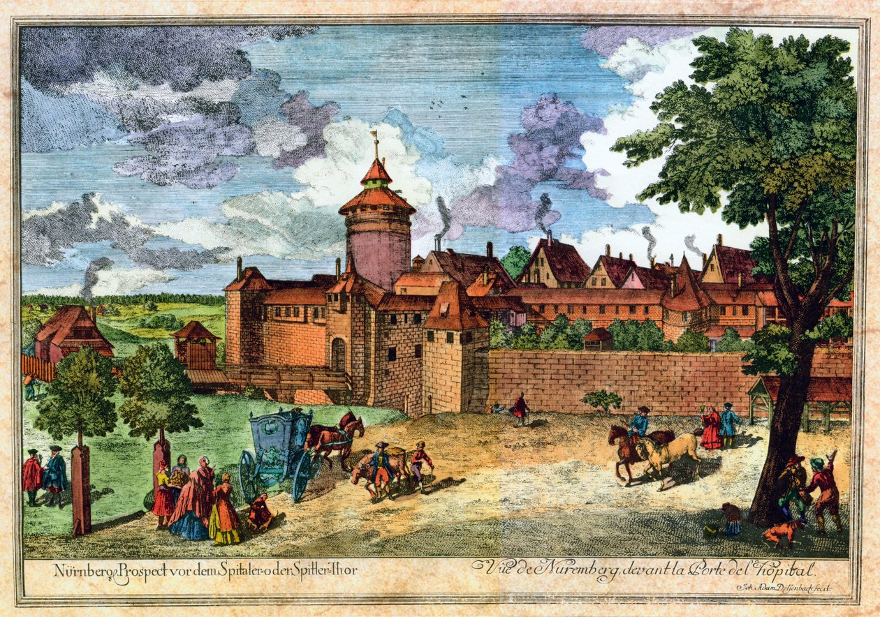 Hospitalsporten, Nürnberg, Tyskland, 17. eller 18. århundrede. af John Adam