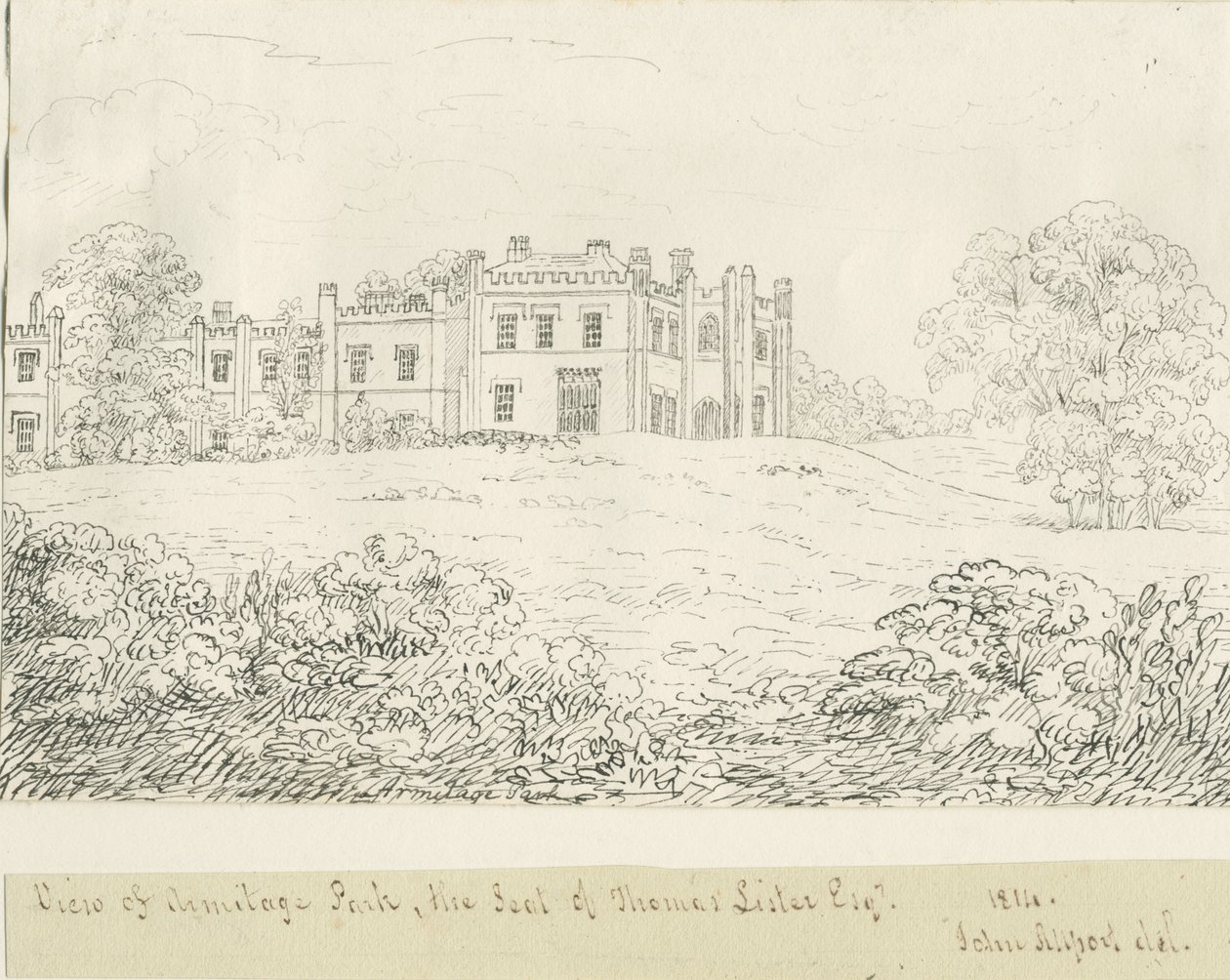Armitage Park: pen drawing, 1814dani af John Allport