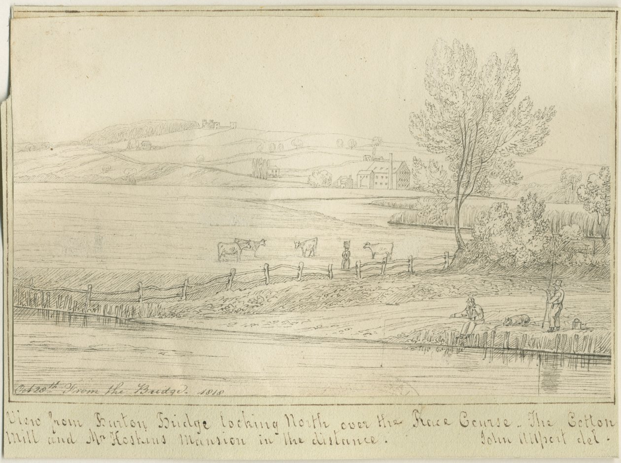 Burton-upon-Trent: pen- og blæktegning, 1818 af John Allport