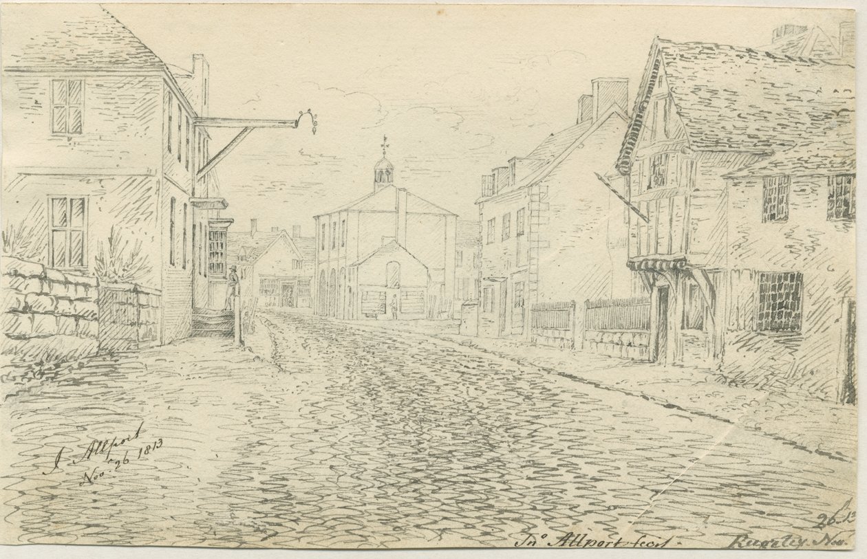 Rugeley Town: pen- og blæktegning, 26. november 1813 af John Allport