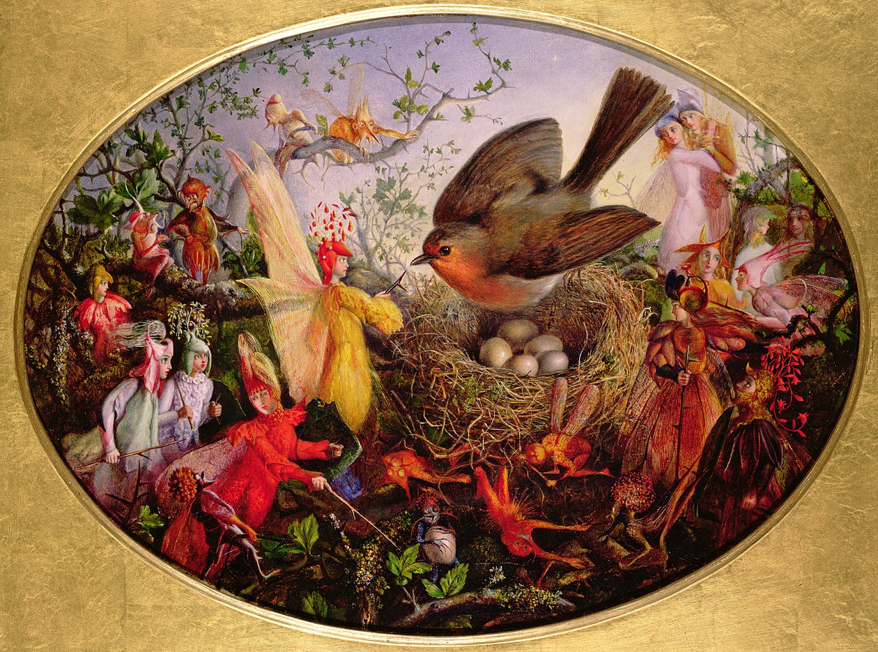 Pik Robin forsvarer sin rede af John Anster Fitzgerald