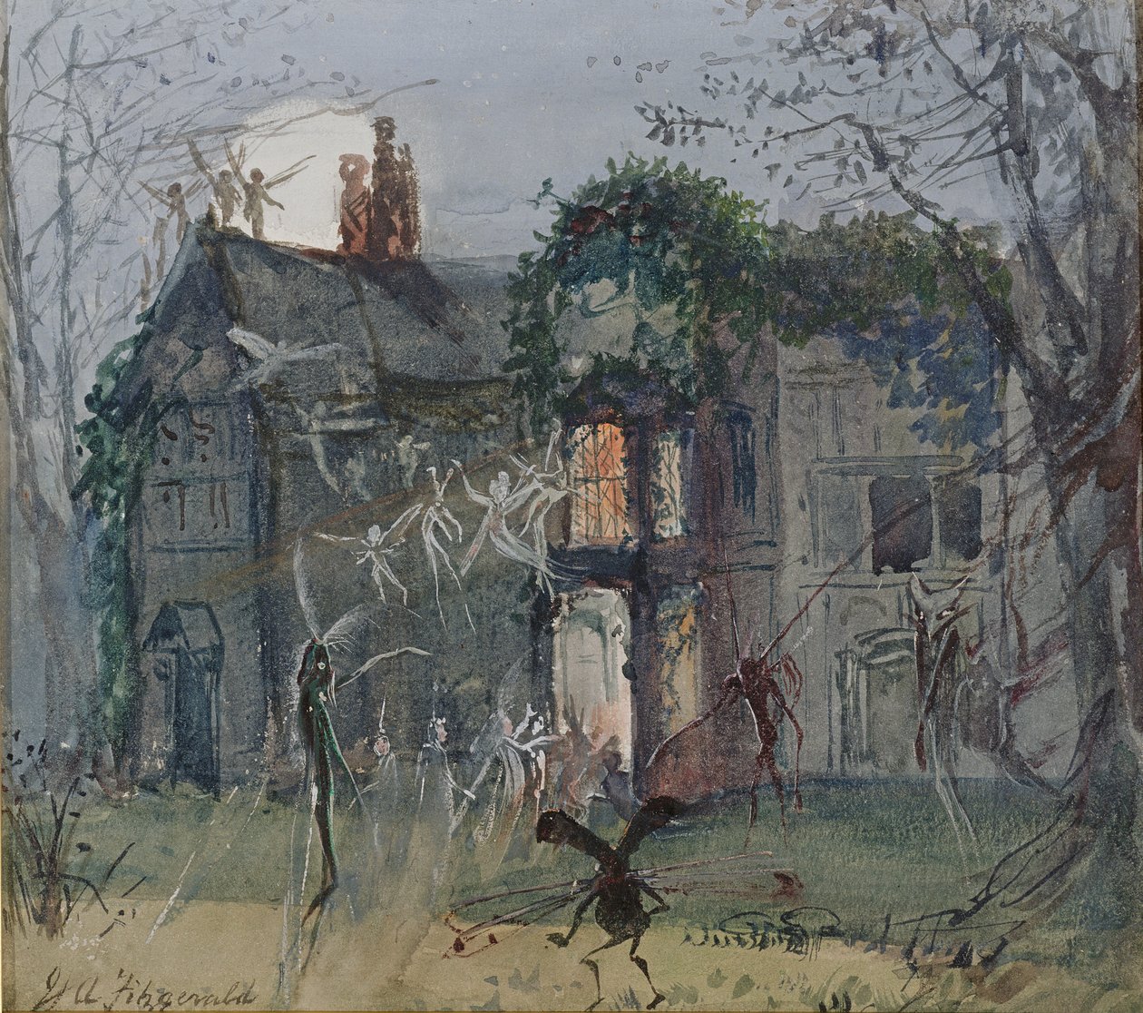 Den gamle sal, feer ved måneskin af John Anster Fitzgerald