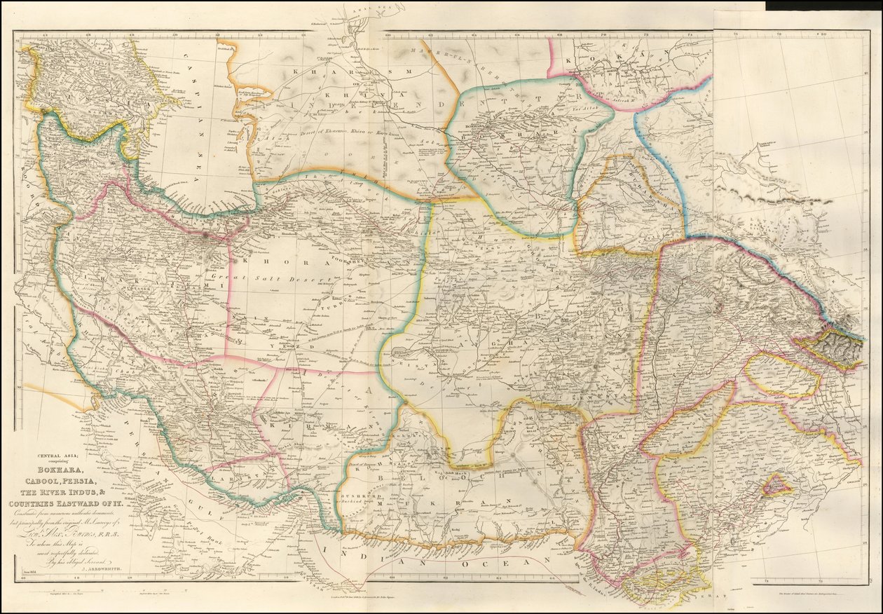 Kort over Centralasien fra 1842 af John Arrowsmith af John Arrowsmith