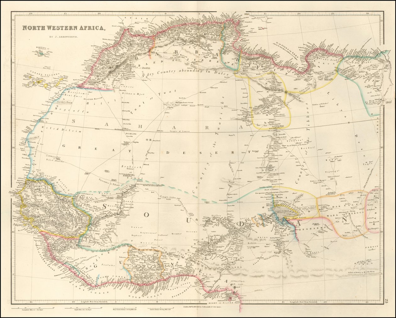 1842-kort over Nordvestafrika af John Arrowsmith af John Arrowsmith