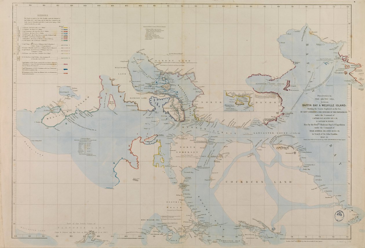 Forstørret plan af Erebus og Terror Bay - Sir John Franklins vinterkvarter af John Arrowsmith