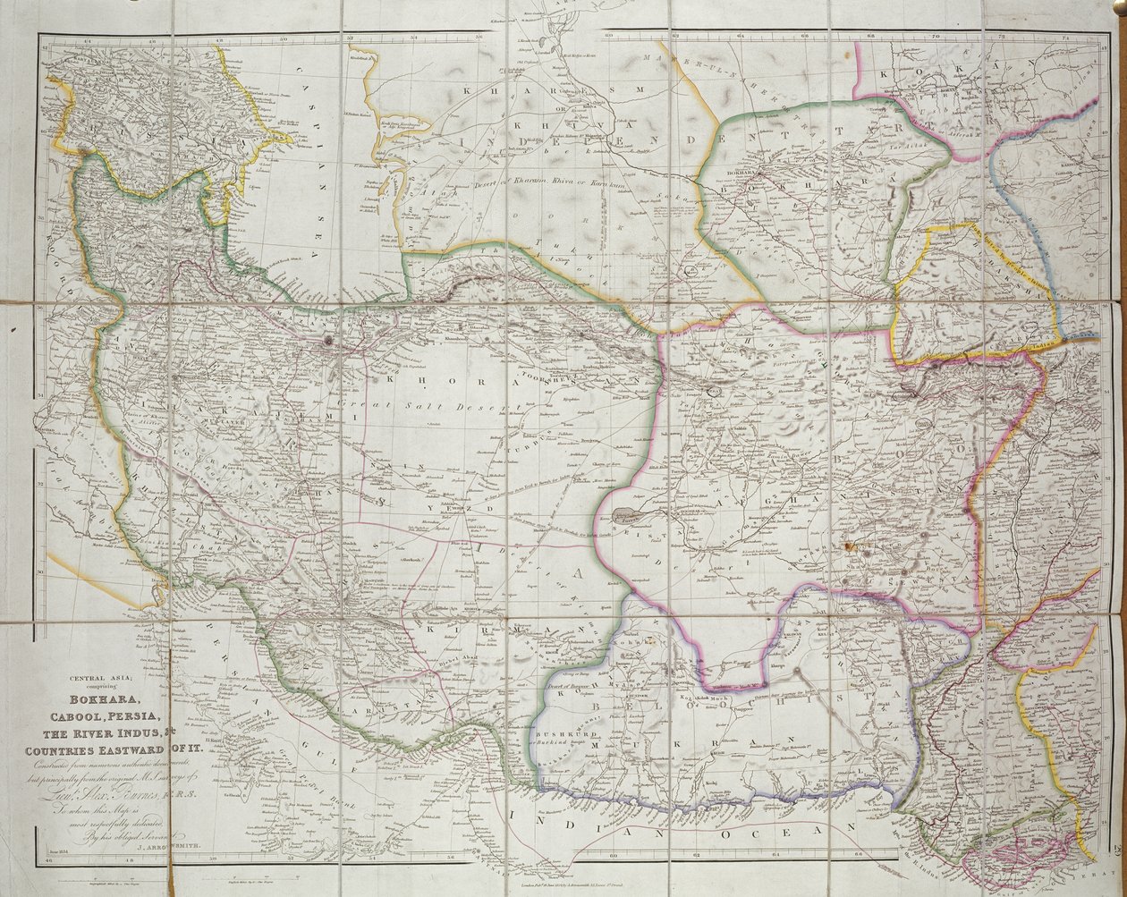 Kort over Centralasien, 1834 af John Arrowsmith