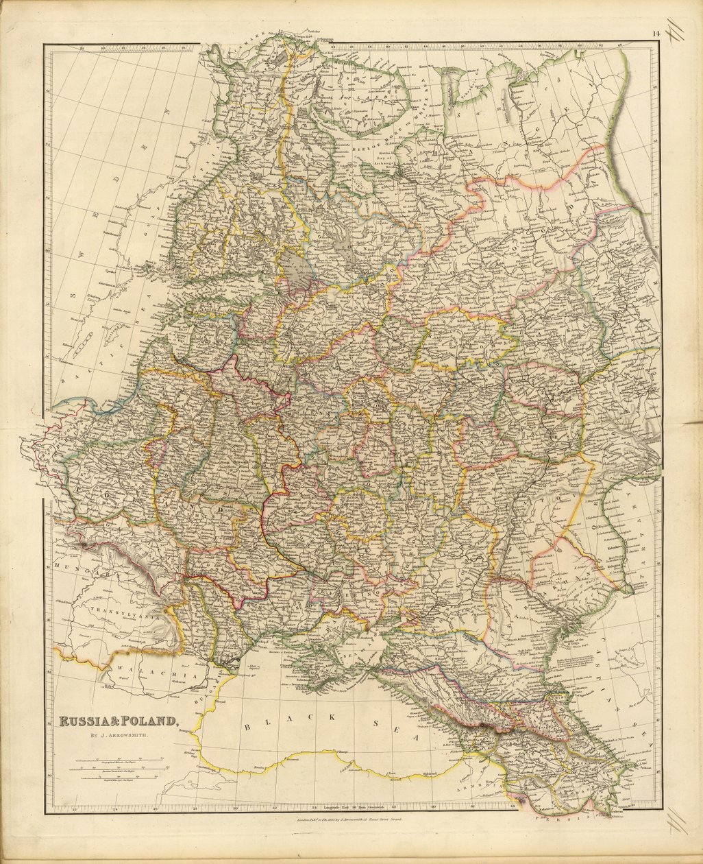 Kort over Rusland og Polen, 1832. af John Arrowsmith