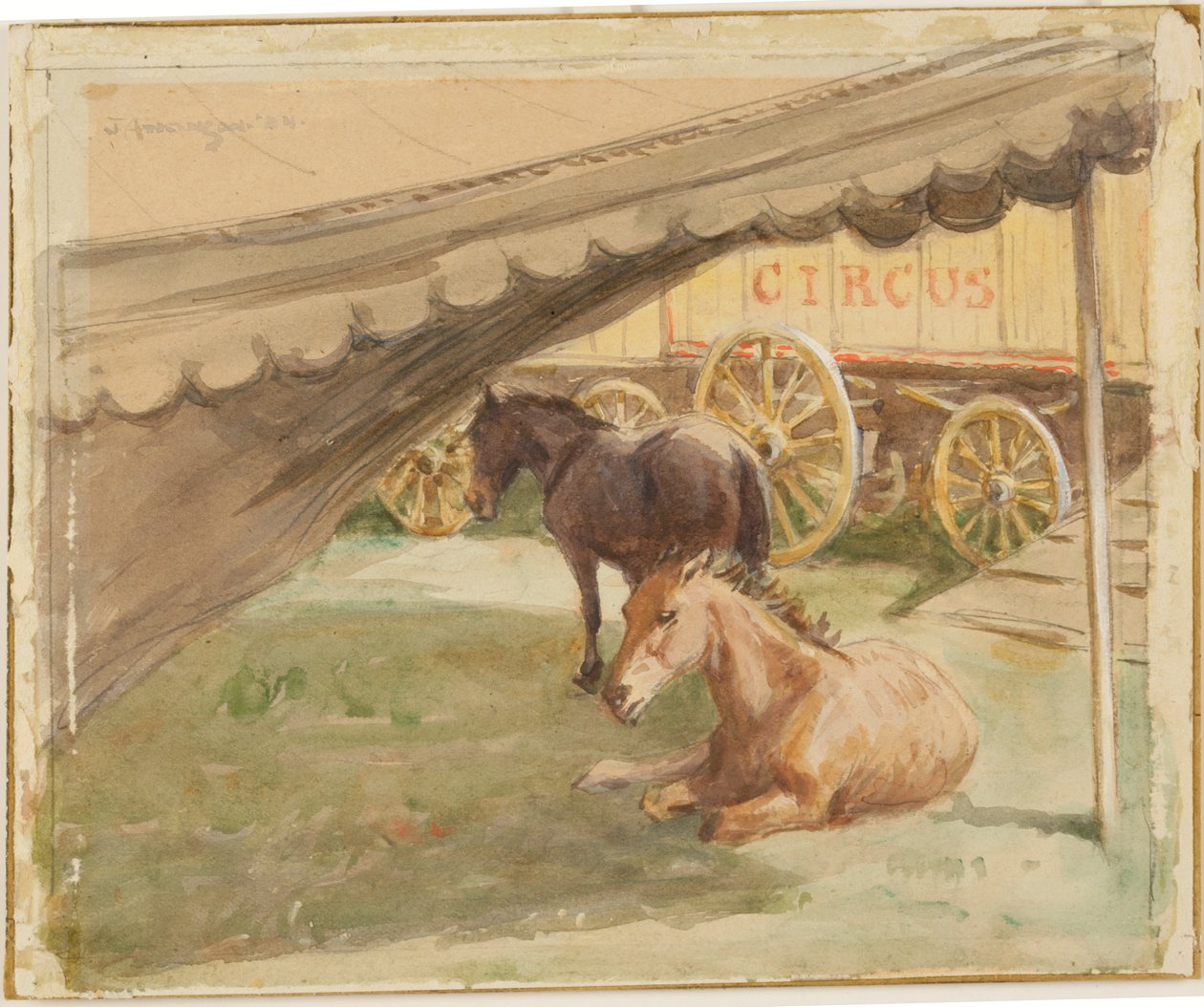 To heste hviler, 1884 af John Atkinson